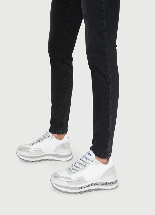 Liu Jo With Crackle Detail Sneakers Damen Weiß | VBX-431862