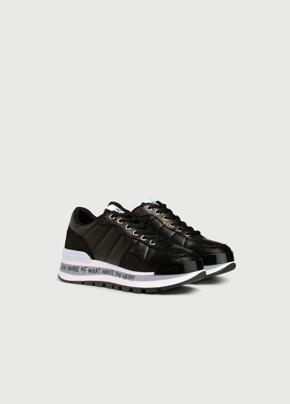 Liu Jo With Crackle Detail Sneakers Damen Schwarz | YIC-825963