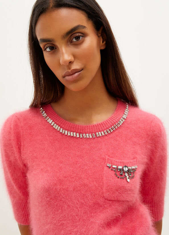 Liu Jo With Gemstones Pullover Damen Fuchsie | QAR-437082