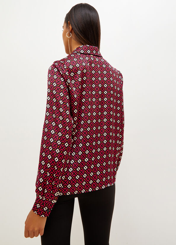 Liu Jo With Geometric Print Hemd Damen Rot | OTH-189754