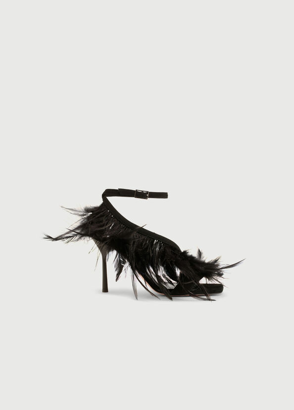 Liu Jo With Heel And Feathers Sandalen Damen Schwarz | FYB-142038