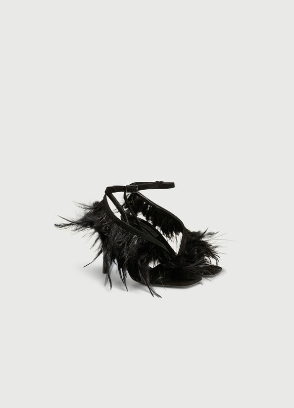 Liu Jo With Heel And Feathers Sandalen Damen Schwarz | FYB-142038