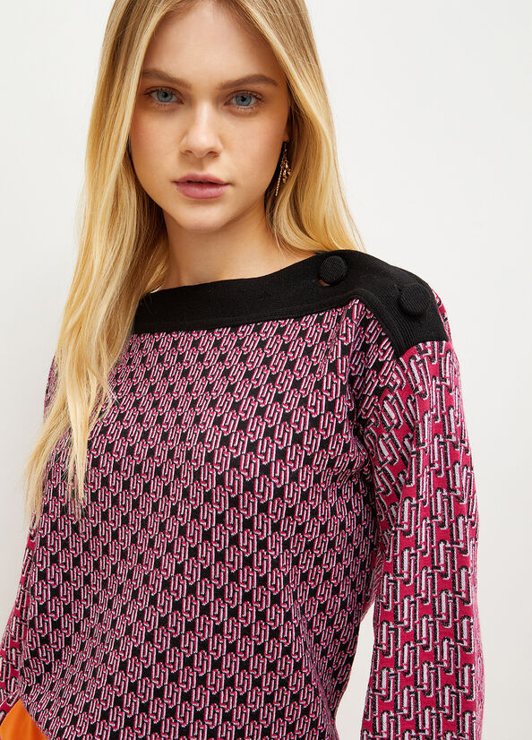 Liu Jo With Jacquard Monogram Logo Pullover Damen Rosa | WJR-702986