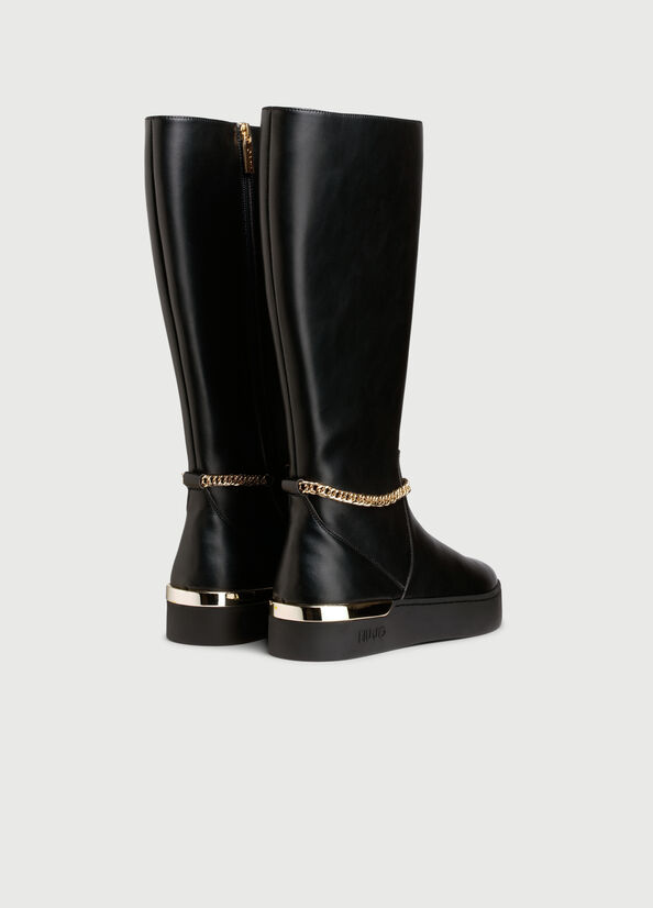 Liu Jo With Jewel Chain Stiefeletten Damen Schwarz | NWQ-175620