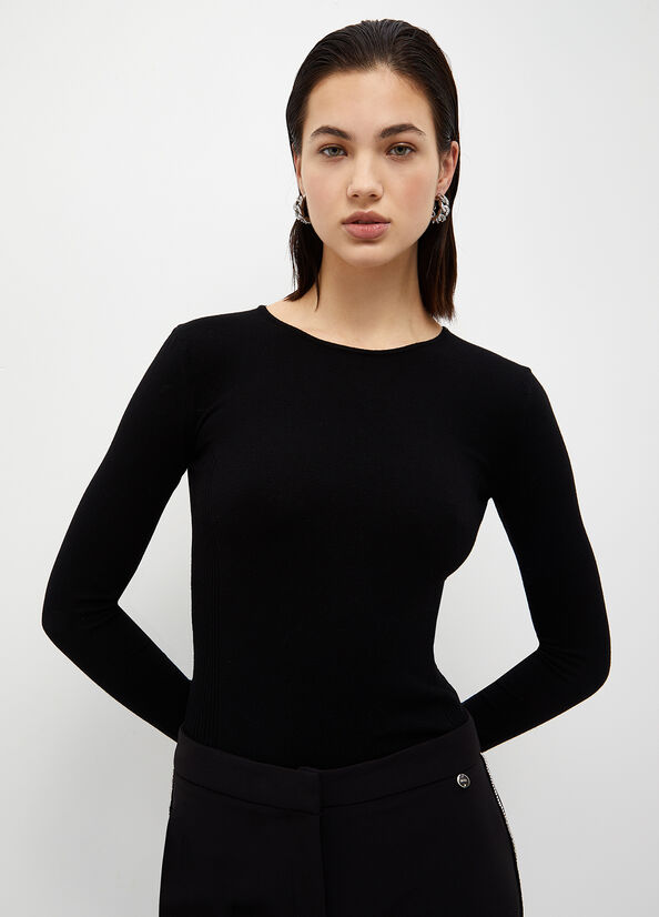 Liu Jo With Jewel Cut-Outs Pullover Damen Schwarz | YXL-981042