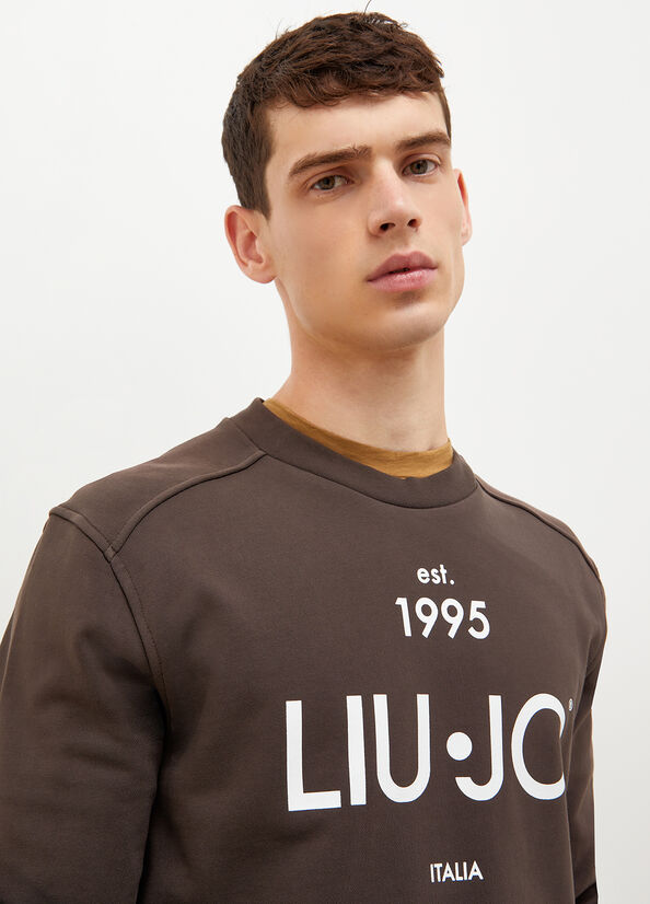 Liu Jo With Logo 1995 Pullover Herren Dunkelbraun | QBX-930874