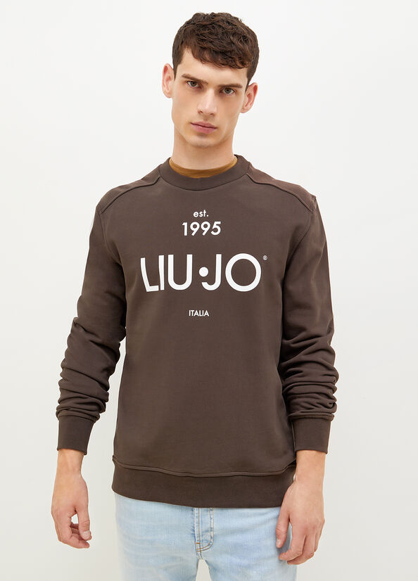 Liu Jo With Logo 1995 Pullover Herren Dunkelbraun | QBX-930874