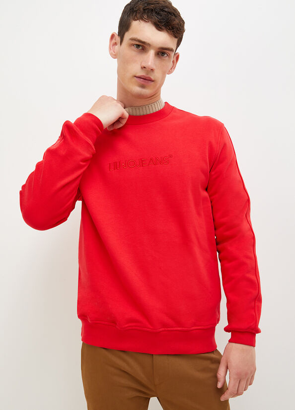 Liu Jo With Logo Pullover Herren Rot | BHW-786421