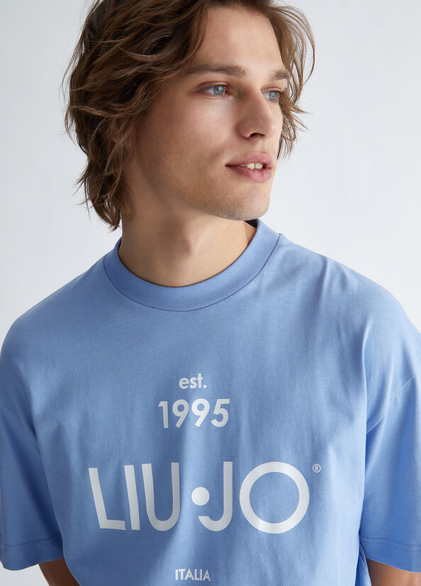 Liu Jo With Logo T-shirts Herren Blau | HDK-379201