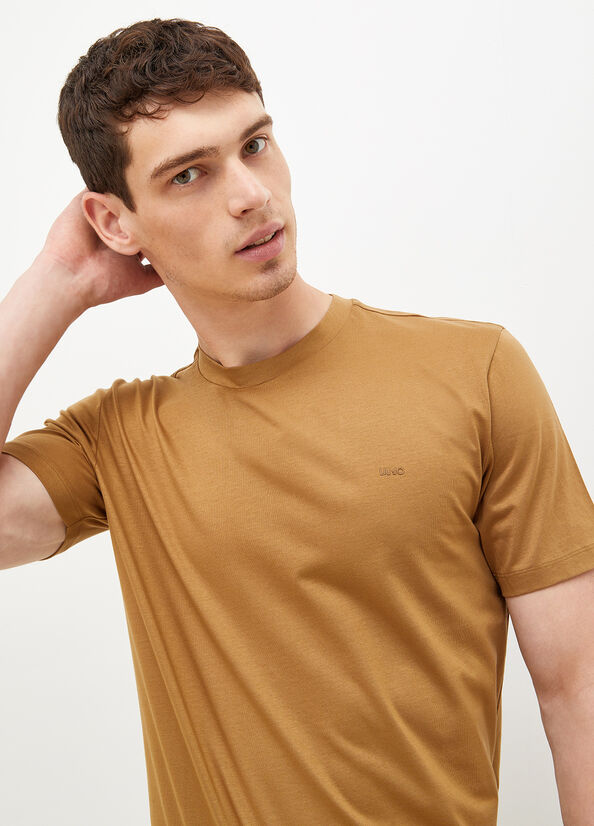 Liu Jo With Logo T-shirts Herren Braun | CIV-125934