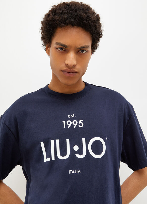 Liu Jo With Logo T-shirts Herren Dunkelblau | ZMY-839574