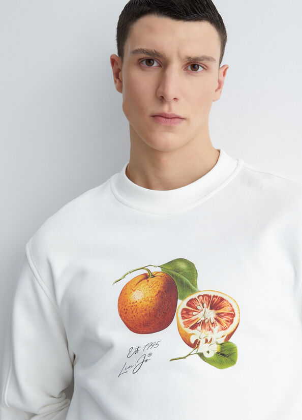 Liu Jo With Orange Print Pullover Herren Weiß | DQX-870256