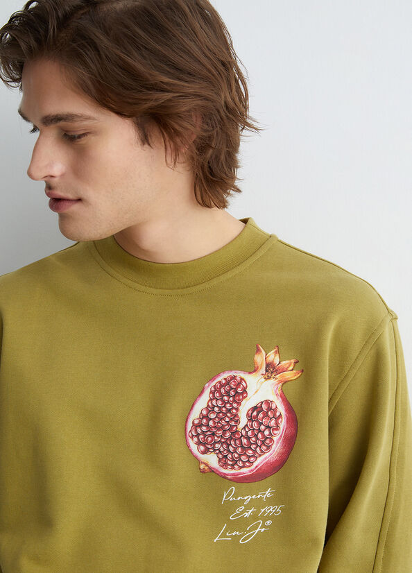 Liu Jo With Pomegranate Print Pullover Herren Olivgrün | BNO-947285