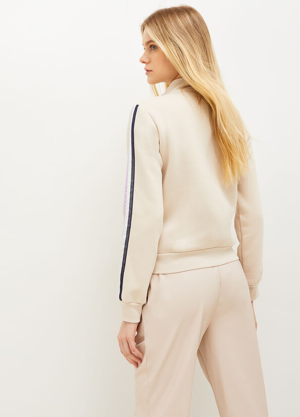 Liu Jo With Zip And Logo Sweatshirts Damen Hellbeige | JXS-871639