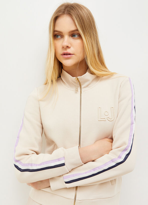 Liu Jo With Zip And Logo Sweatshirts Damen Hellbeige | JXS-871639