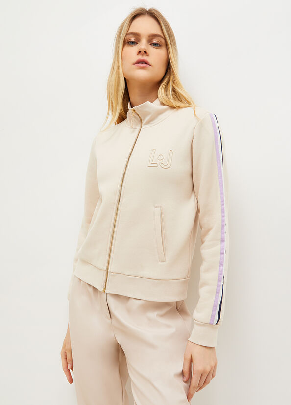 Liu Jo With Zip And Logo Sweatshirts Damen Hellbeige | JXS-871639