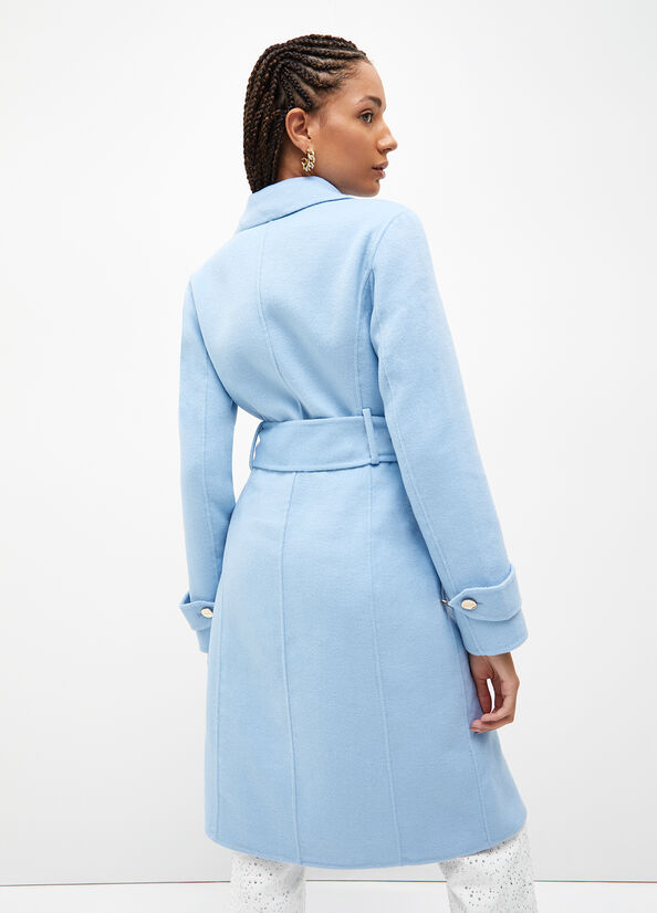 Liu Jo Wolle Blend Trench Mäntel Damen Hellblau | RKH-095648