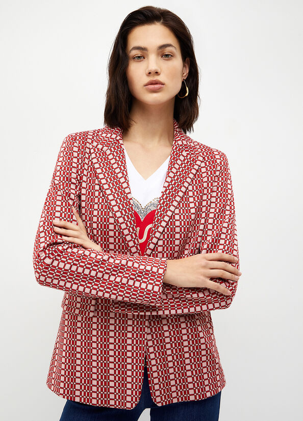 Liu Jo Blazer With Optical Pattern Jacke Damen Rot | YUM-915740