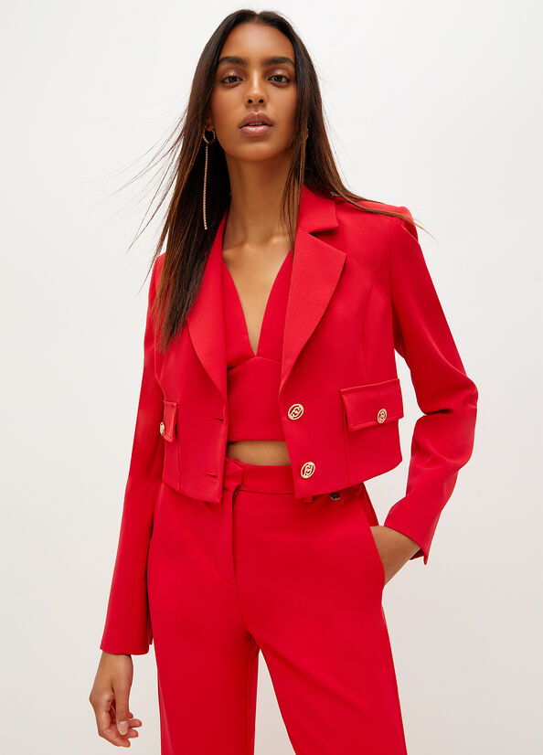 Liu Jo Bolero With Jewel Buttons Jacke Damen Rot | JHP-642890