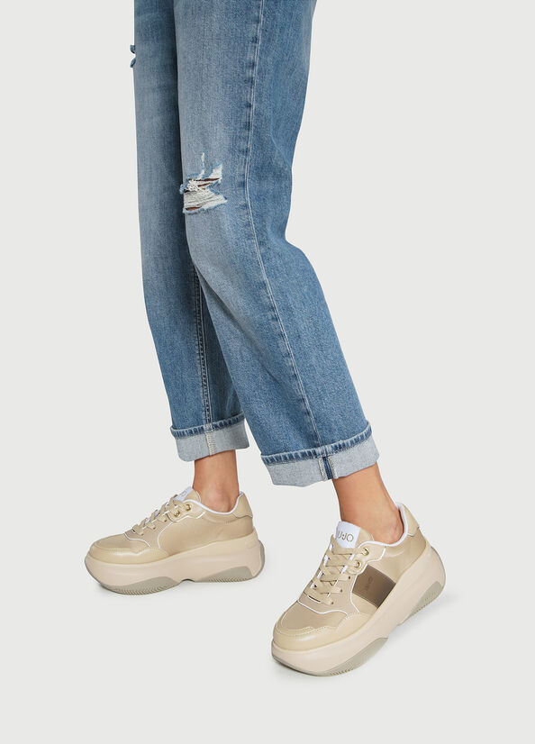 Liu Jo Chunky Sneakers Damen Beige | BZW-435026