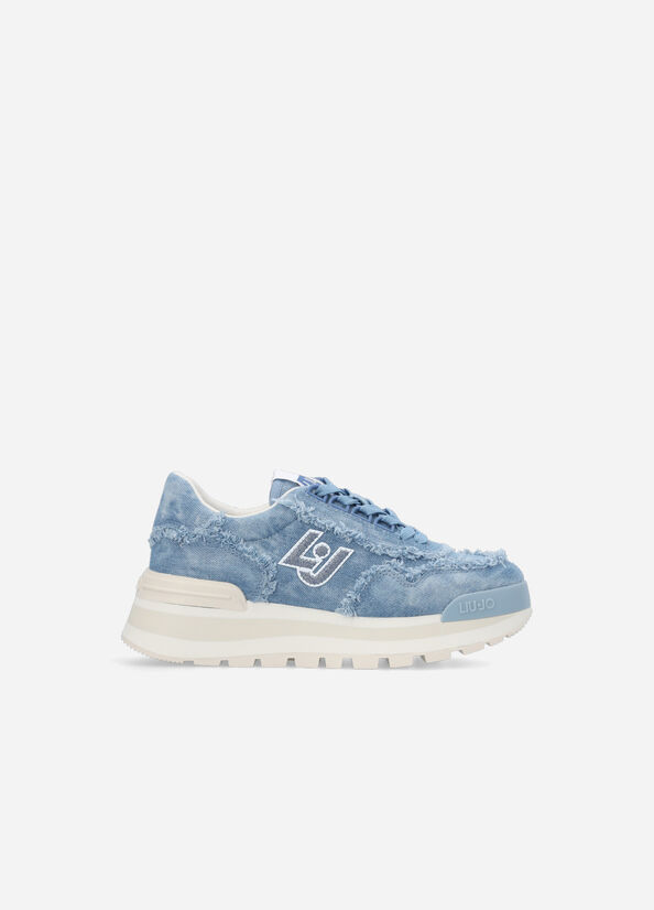 Liu Jo Denim Plattform Sneakers Damen Blau | UVG-436987