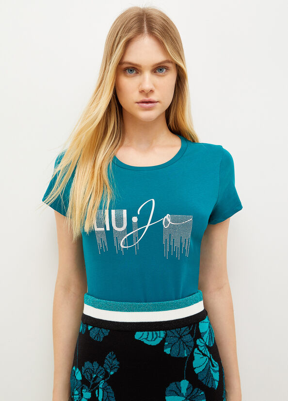 Liu Jo Eco-Friendly With Logo T-shirts Damen Grün | WKI-329840