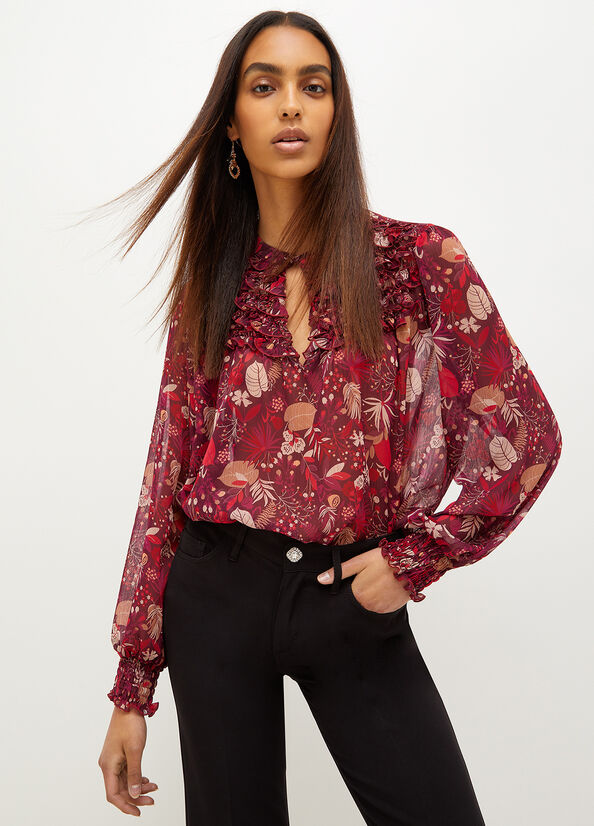 Liu Jo Floral Crepon Blouse Hemd Damen Rosa | LAZ-863714