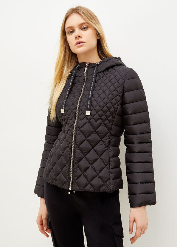 Liu Jo Gesteppt Down With Hood Mäntel Damen Schwarz | LXZ-350942