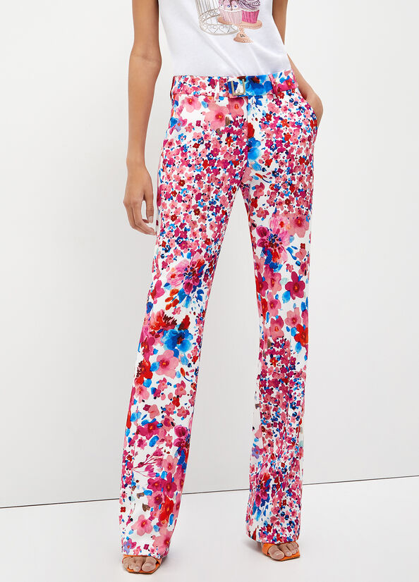 Liu Jo With Floral Print Hose Damen Rosa | REF-607284