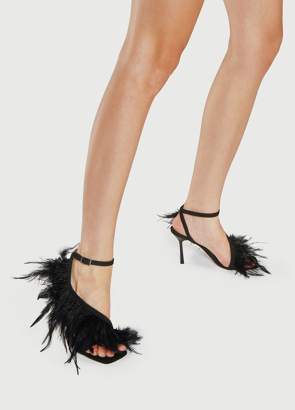 Liu Jo With Heel And Feathers Sandalen Damen Schwarz | FYB-142038