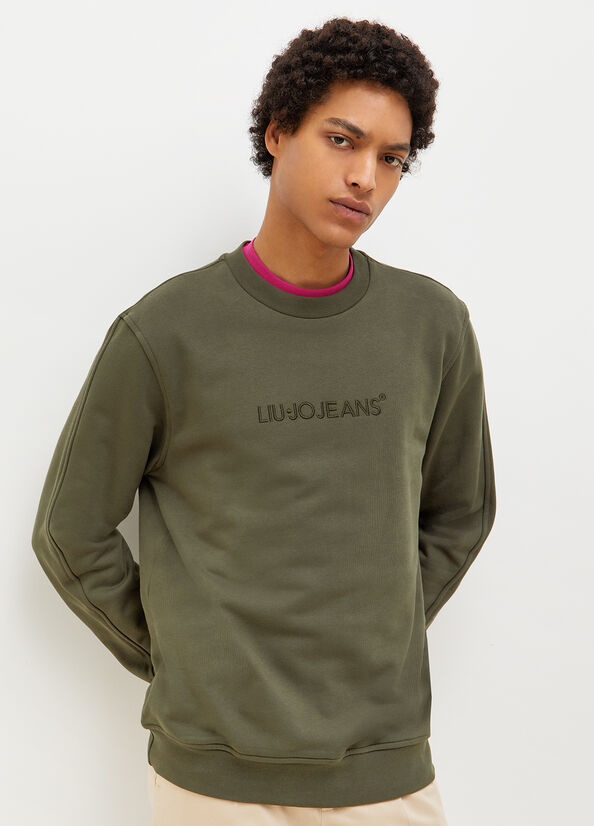 Liu Jo With Logo Pullover Herren Grün | JUB-972408