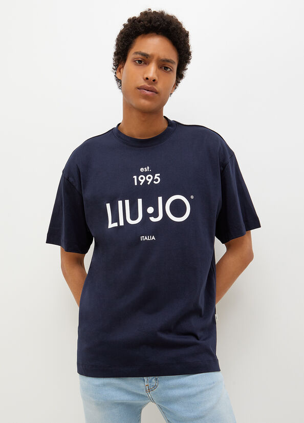 Liu Jo With Logo T-shirts Herren Dunkelblau | ZMY-839574