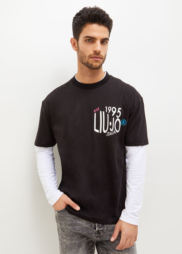 Liu Jo With Print T-shirts Herren Schwarz | EQI-290437