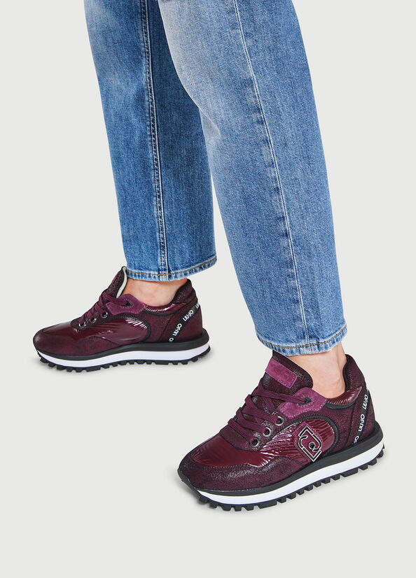 Liu Jo With Rubberised Logo Sneakers Damen Bordeaux | VMY-563207